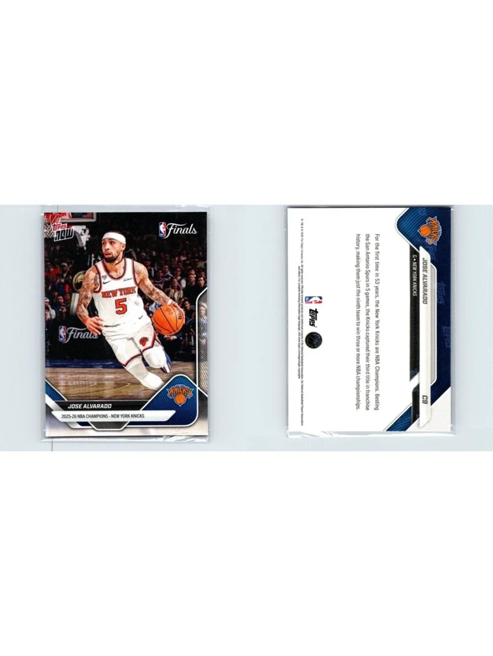 2025-26 Topps Now NBA Jose Alvarado #C9 New York Knicks Champions